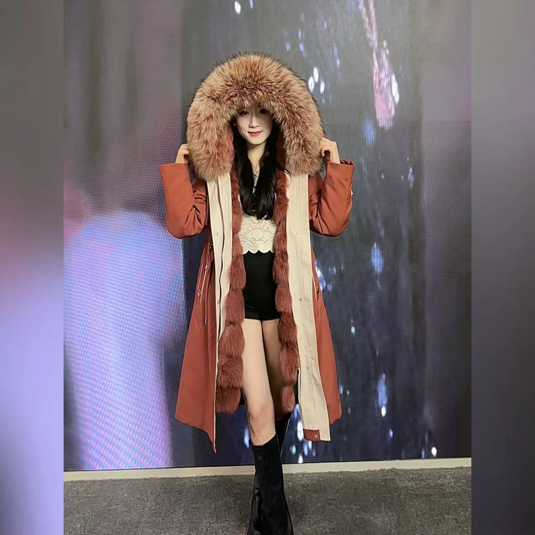 【烟花狐狸毛】新款时尚百搭派克服可拆卸大毛领