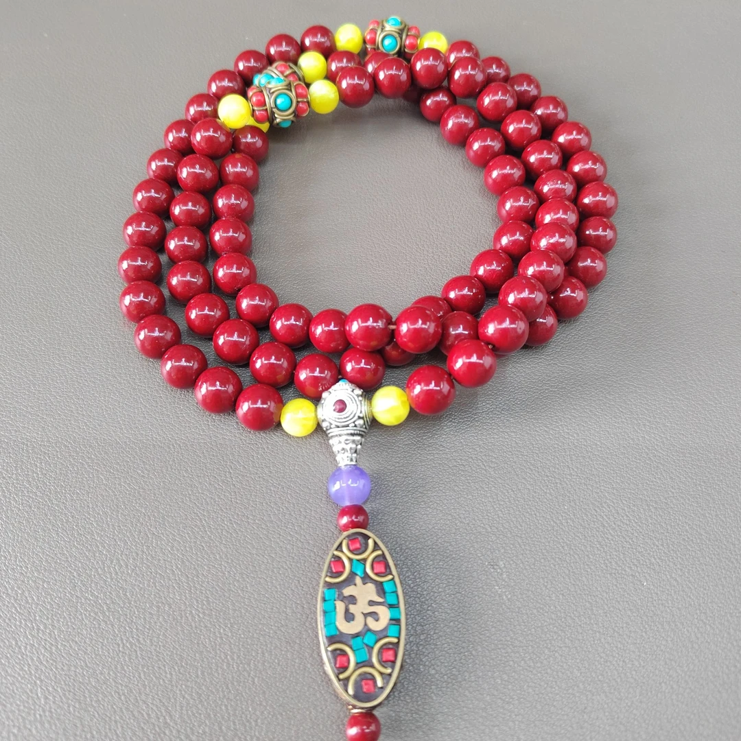 天然辰砂【闪购商品】天然辰砂原矿108颗脖挂99