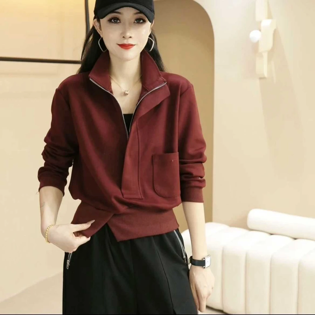 今年流行安可拉红卫衣女2025秋冬季新款韩版大码显瘦休闲短款上衣