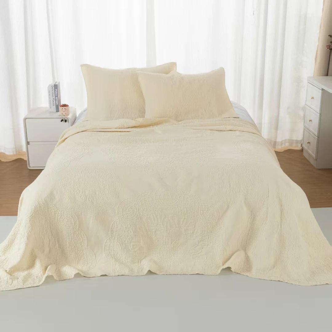 【浮雕梦露】150*200cm高端轻奢罗布麻精梳纱床盖亲肤透气可机洗