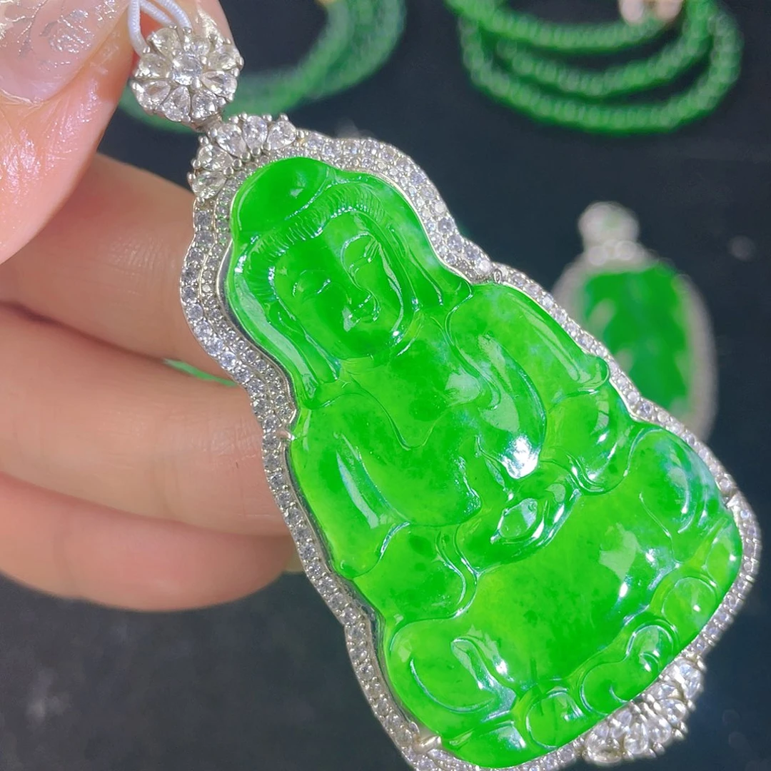 翡翠吊坠(不含链)银S925镶嵌