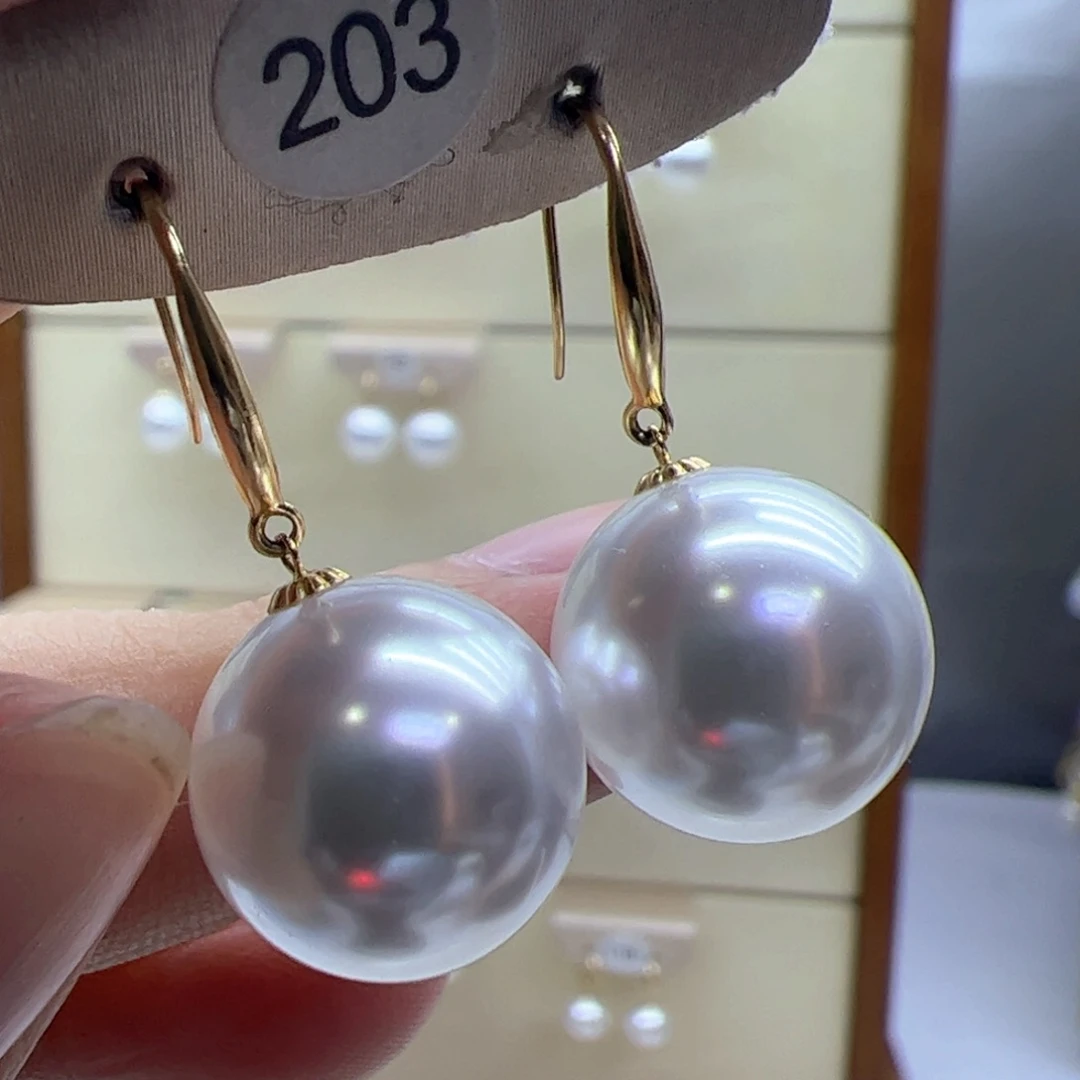 淡水珍珠耳饰18K金镶嵌