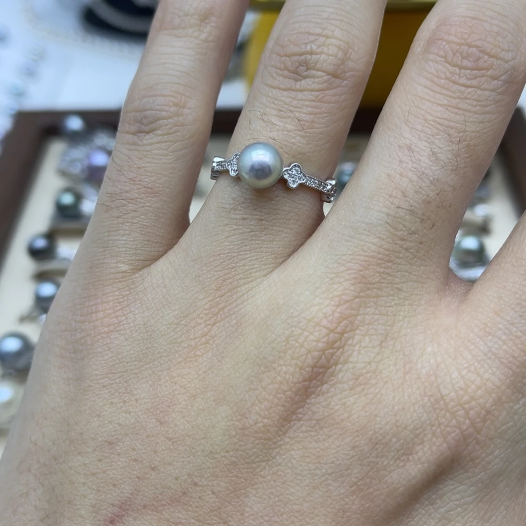 海水珍珠银S925镶嵌戒指