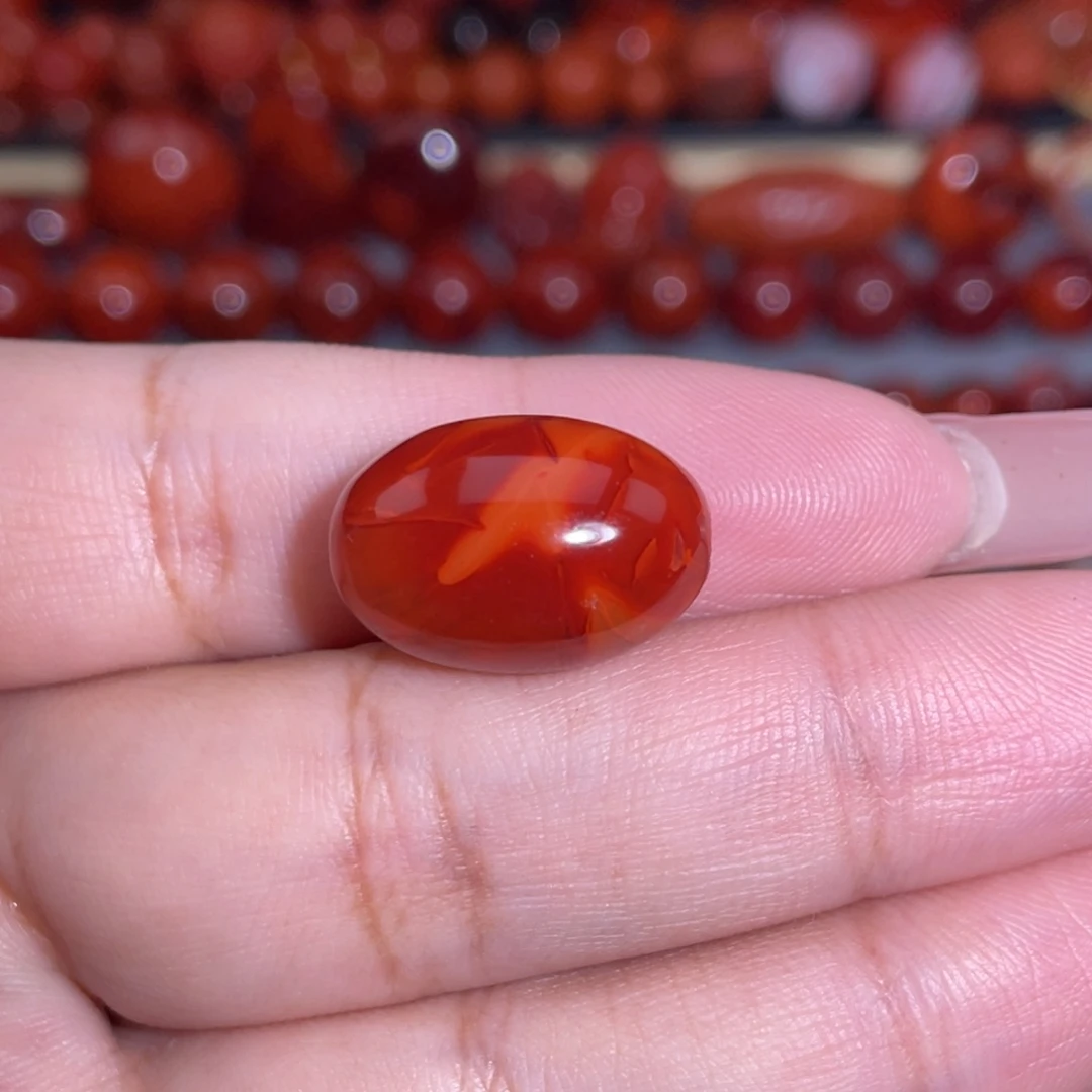 南红玛瑙未镶嵌火焰纹枣珠