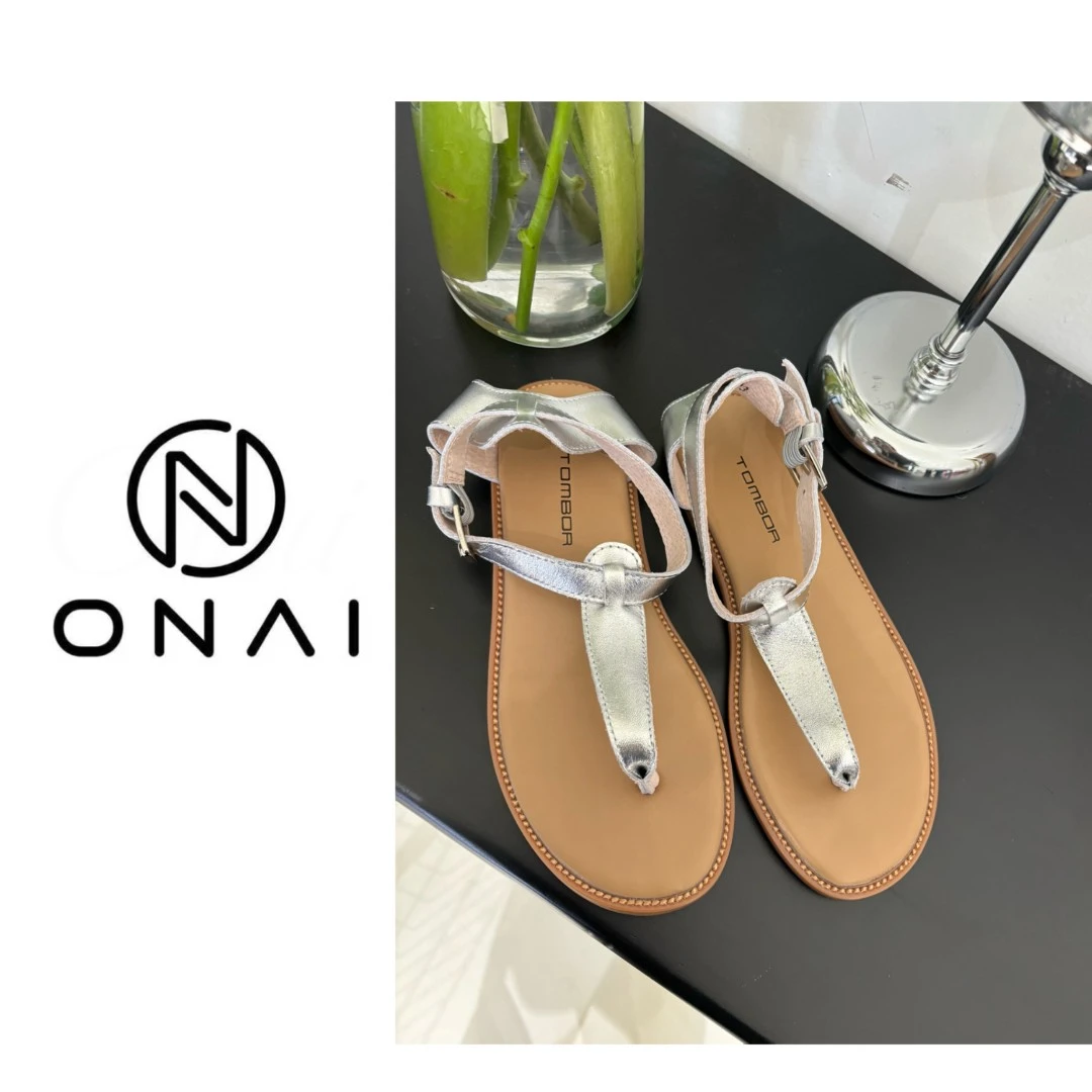 【Onai】牛皮夹脚凉鞋夏季软底休闲凉鞋时尚百搭外穿夹趾平底【F223】