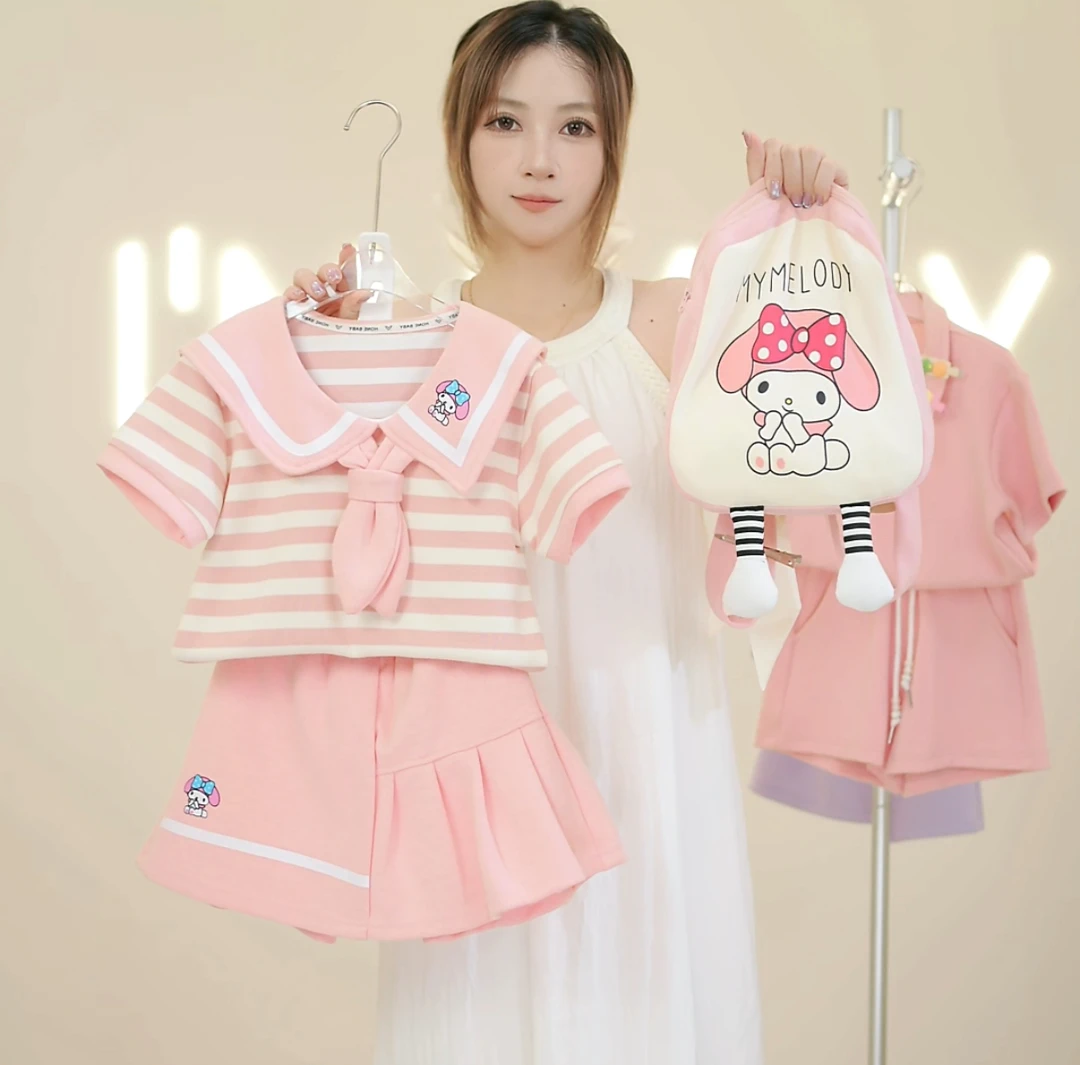 【XIN BABY】高品质A类纯棉女童套装夏款短袖女宝裙子儿童夏季-现货