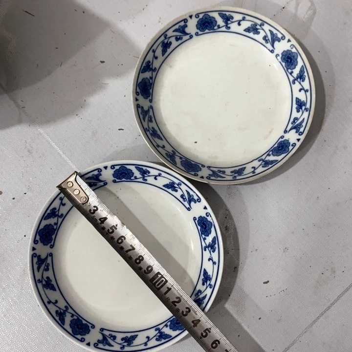 瓷片四厂青花翡翠瓷碟子一对