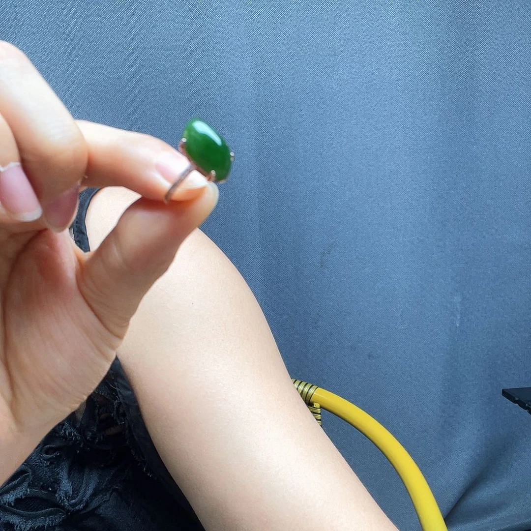 和田玉戒指银S925镶嵌