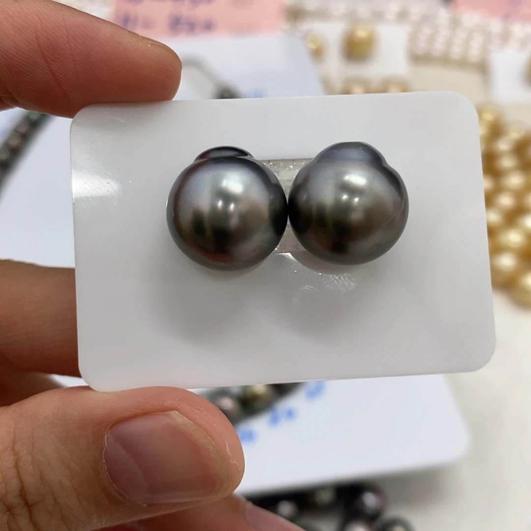 裸珠海水珍珠大溪地巴洛克圆13.8mm