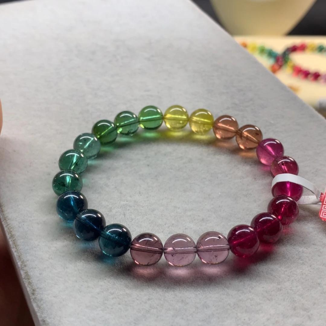 【闪购商品】未镶嵌手链碧玺艳丽渐变色单圈8.5