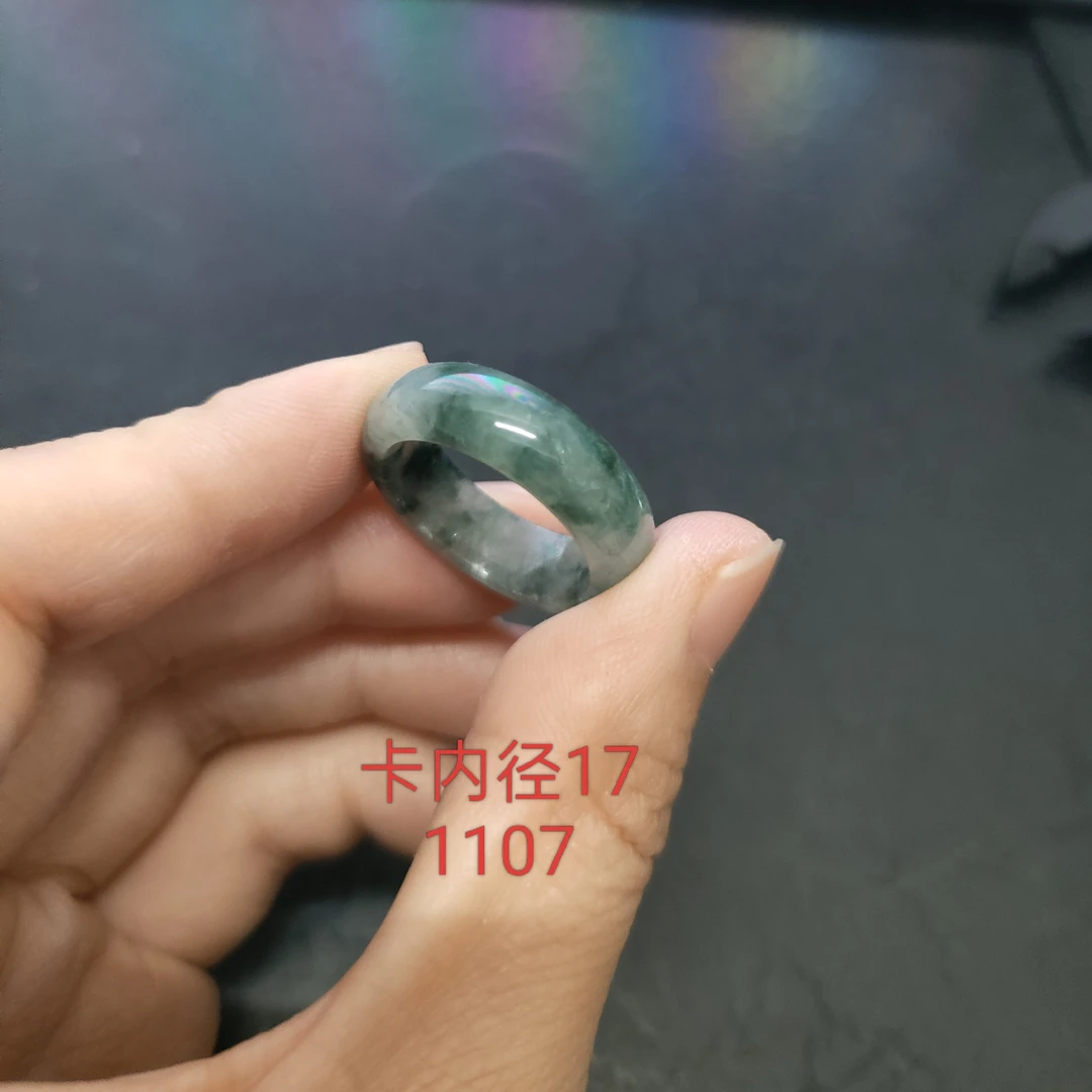 天然翡翠A货冰飘花戒圈