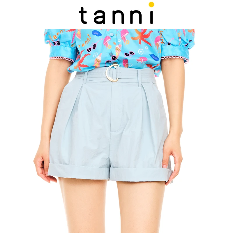 tanni亮色轻薄透气休闲百搭通勤宽松短裤TL11SP075B
