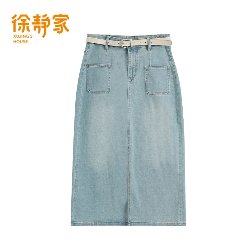 春夏季穿搭洋气牛仔半身裙女高腰2025夏季新款开叉直筒裙5870090