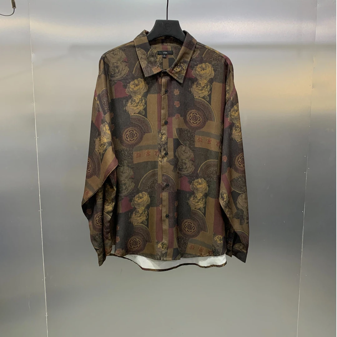 W01-70259-GIA春秋季满印花朵印花时尚潮流衬衣