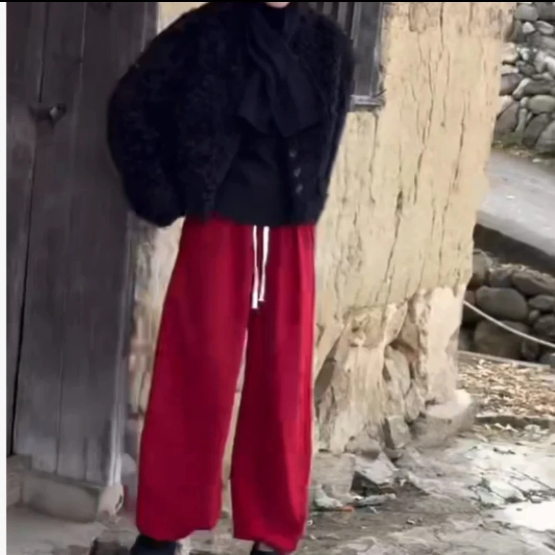 洋气减龄百搭秋冬短款极简风格直筒卫裤显瘦休闲裤