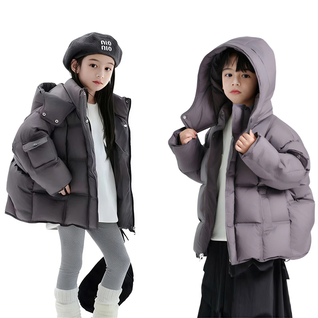 极简风保暖亲子休闲风冬季儿童棉服男女大童防水防风棉服保暖百搭