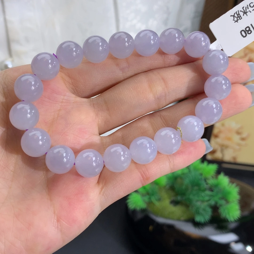 翡翠未镶嵌手串卡10冰胶淡紫手串