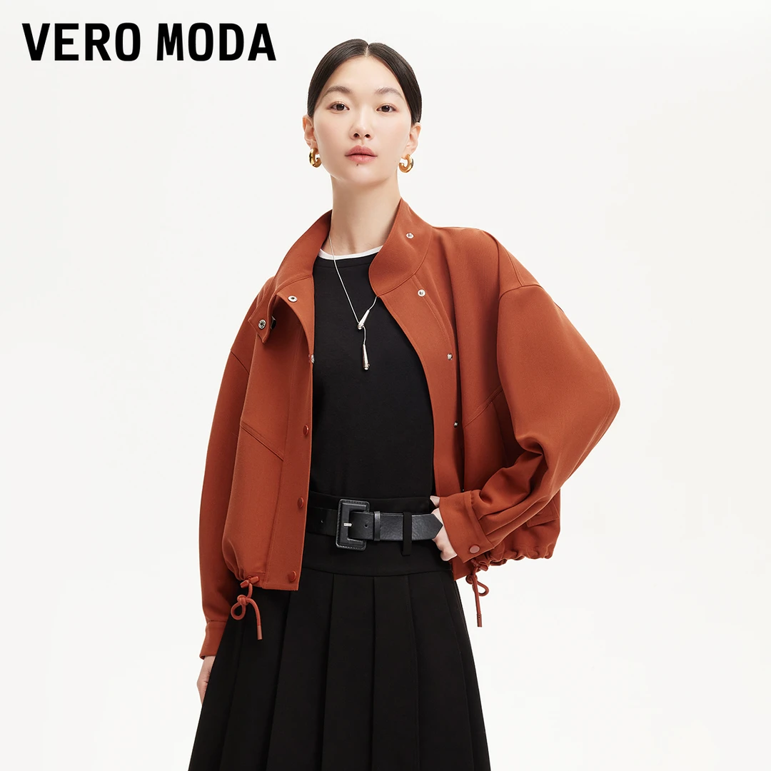 Vero Moda夹克【逐风行者】25新款下摆抽绳领口按扣纯色325117017