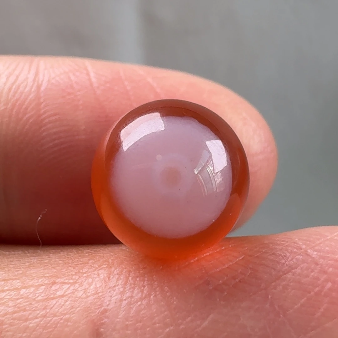 南红玛瑙未镶嵌冰红底天眼圆珠9.9