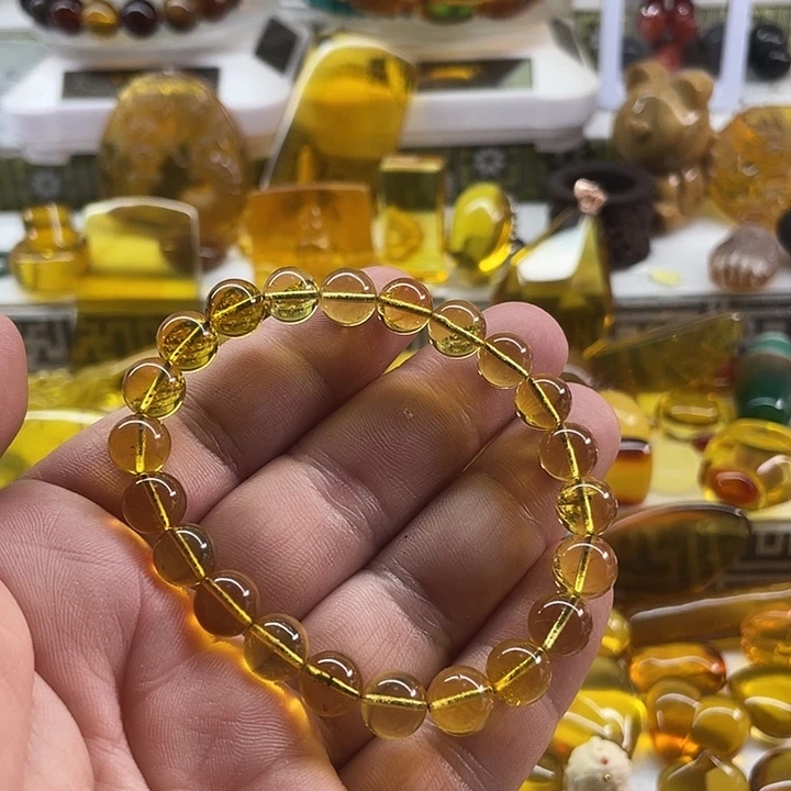 琥珀未镶嵌裸石手串