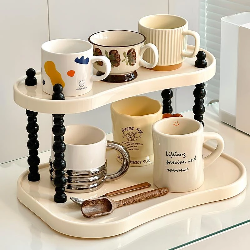 杯架感轻奢桌面杯子收纳盒餐边柜水杯架子水吧咖啡茶杯放置架
