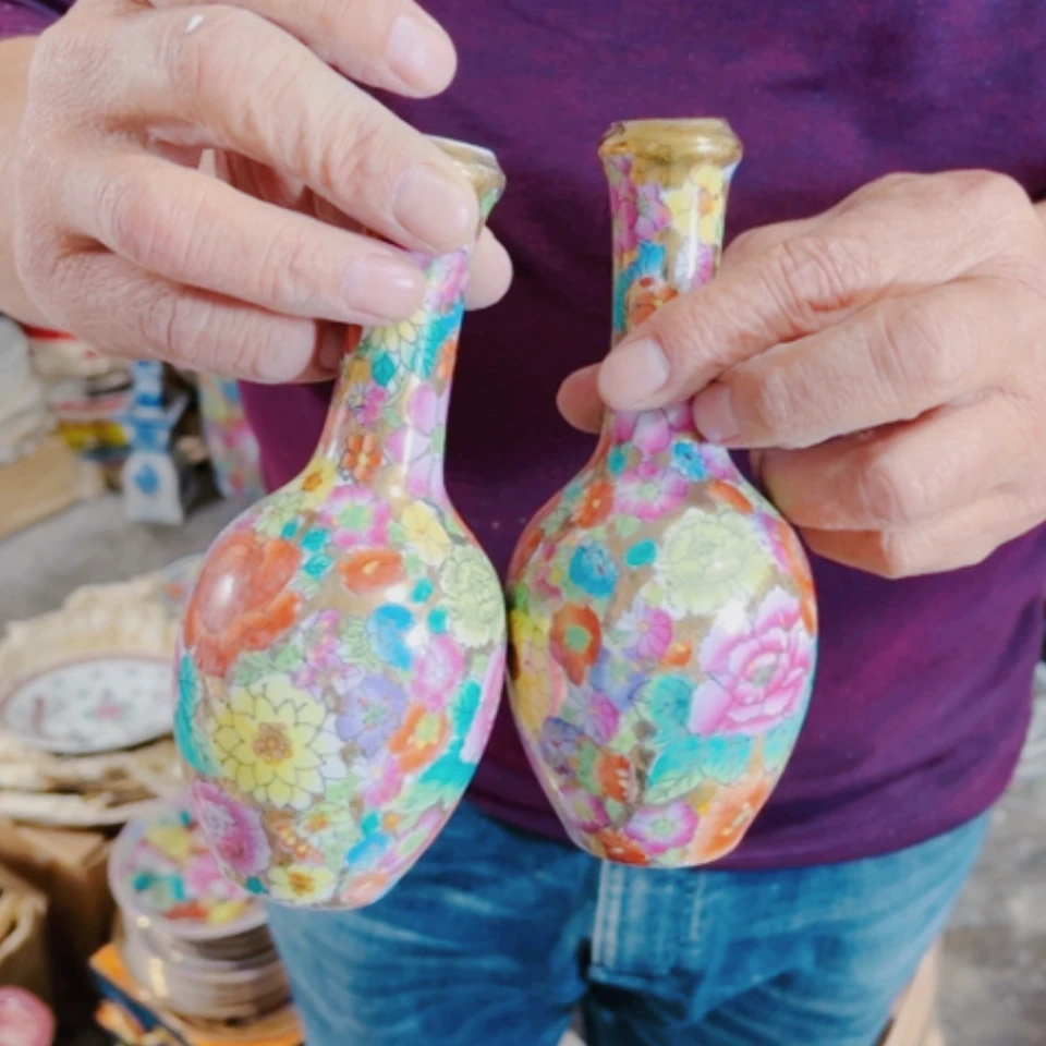 【闪购商品】紫砂茶盘用****3金地小花瓶2个
