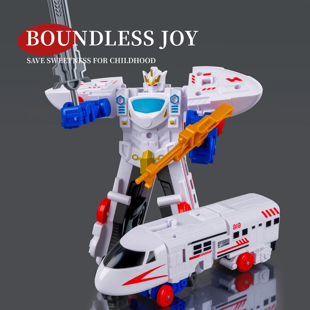 网红款小玩具仿真滑行火车玩具3-6岁儿童可动变形列车机器人玩具