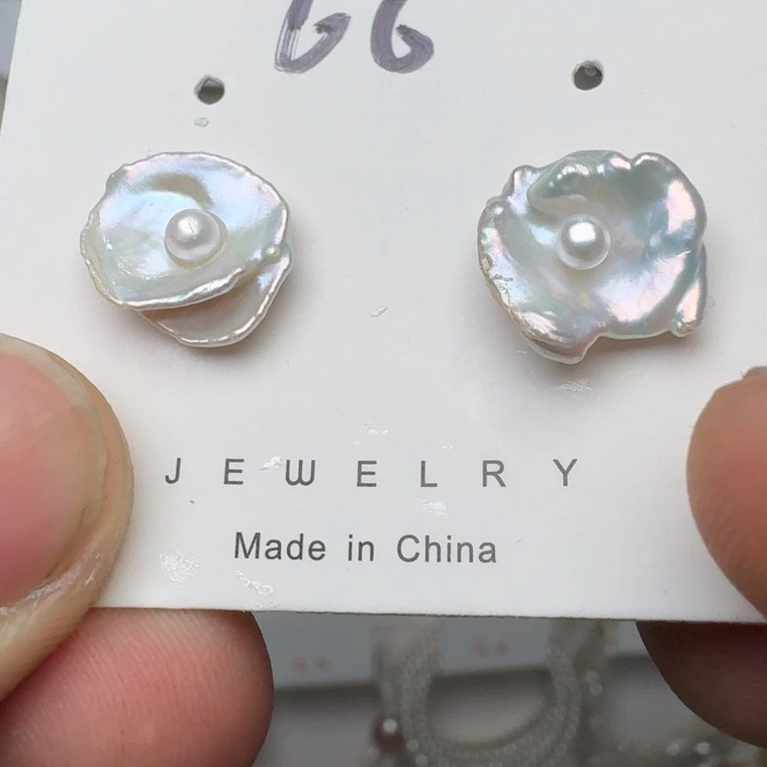 银S925镶嵌淡水珍珠耳饰