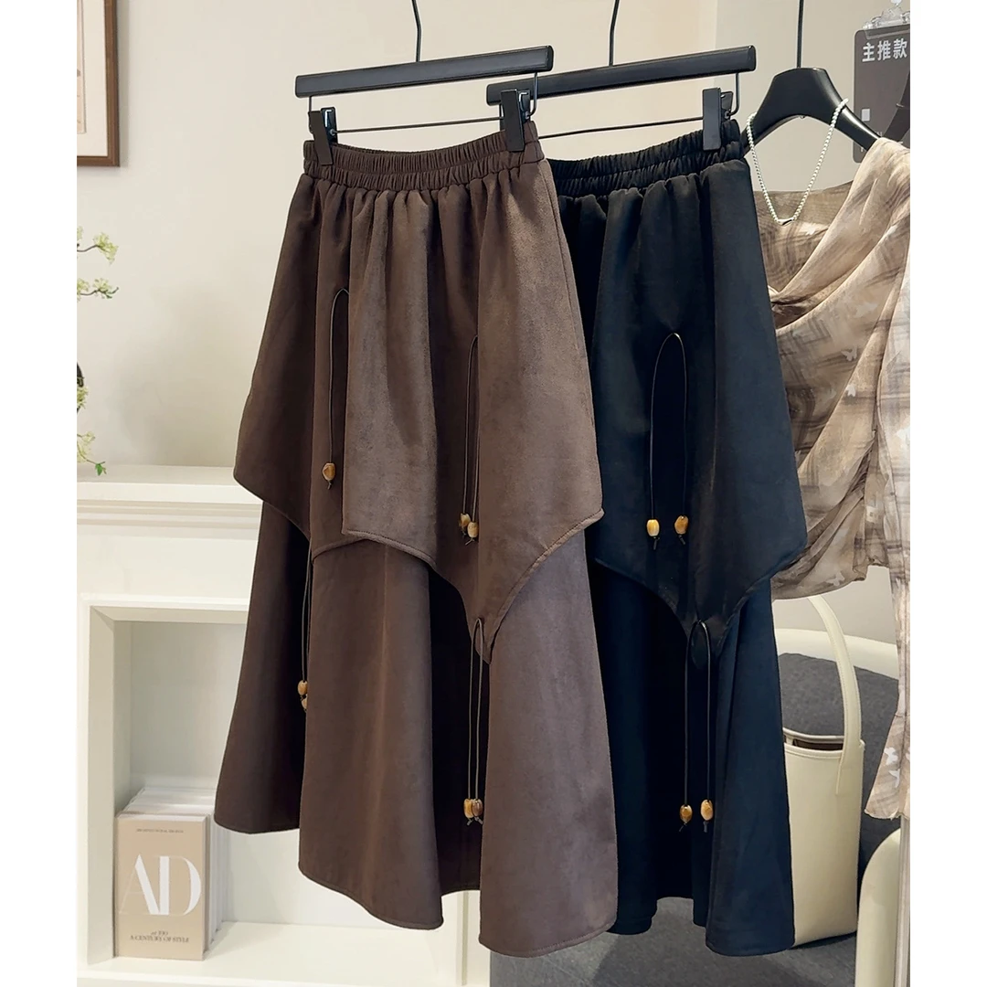 时尚休闲百搭裙子复古显瘦高腰A字半身裙女2025年秋季新款韩版裙