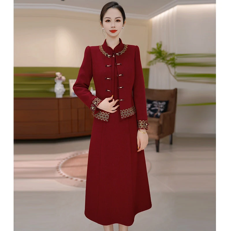 JG-25835  新款2025年冬季时髦气质国风优雅显瘦两件套 M-4XL轻奢