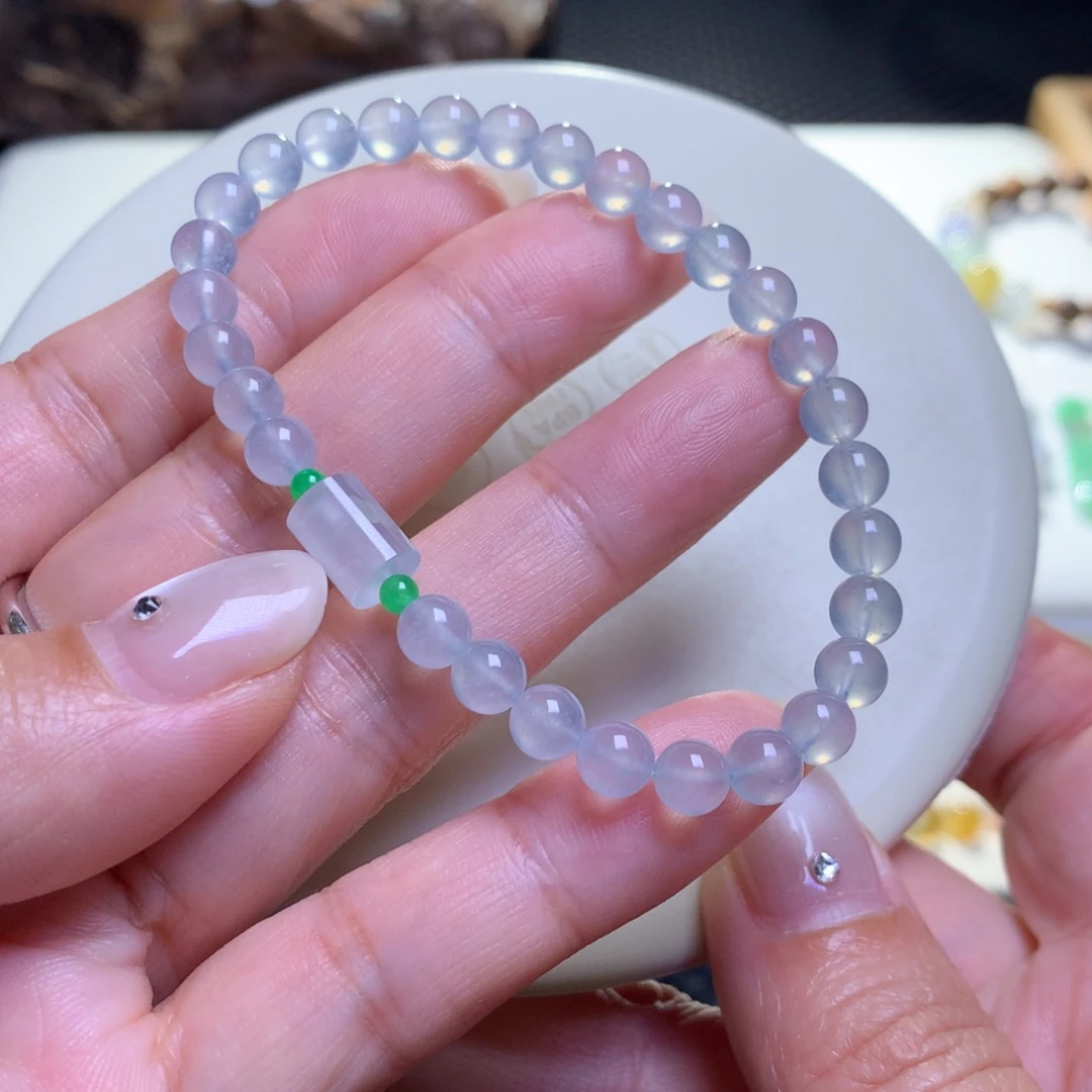 未镶嵌手链翡翠翡翠高冰仙蓝木纳珠卡5.7