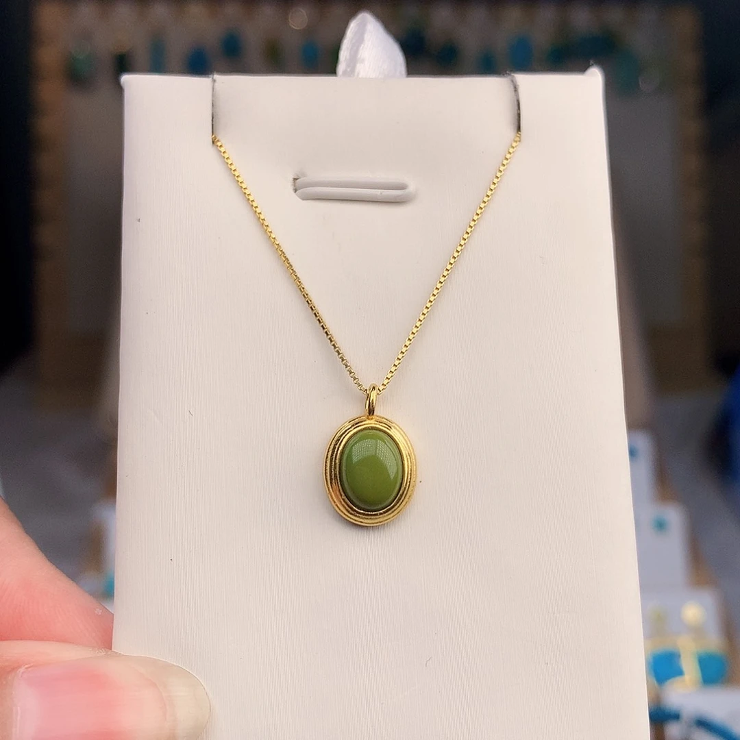 绿松石银S925镶嵌颈饰