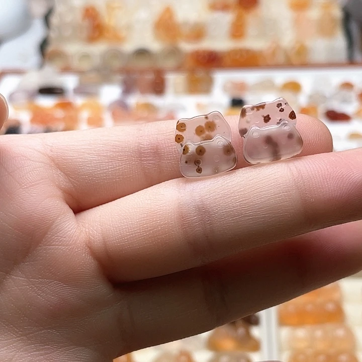玛瑙/玉髓未镶嵌玛瑙草花猫饼
