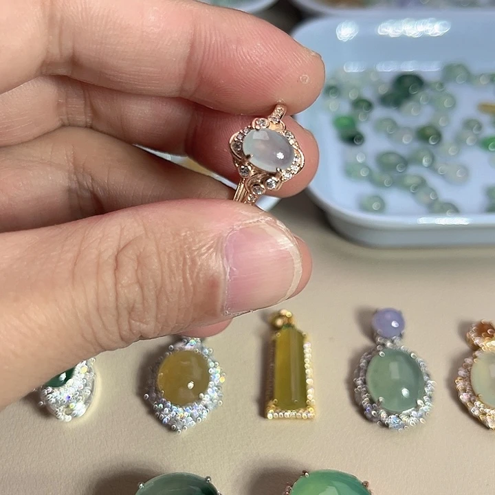 翡翠银S925镶嵌戒指