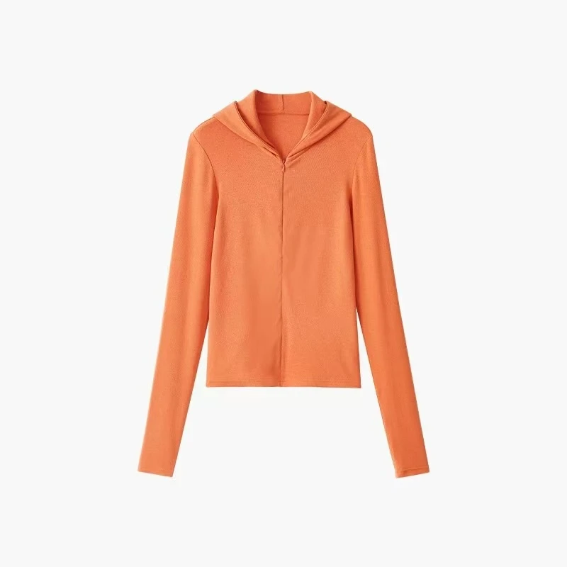 时尚慵懒风连帽卫衣外套秋季百搭休闲薄款拉链帽衫显瘦上衣L3851