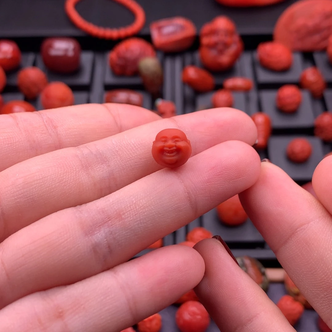 南红玛瑙未镶嵌保山精工弥勒佛头9.5mm