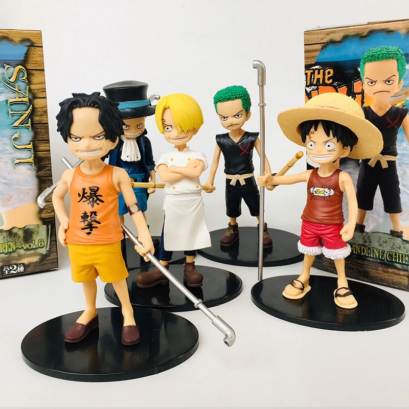海贼王手办Q版5款童年路飞艾斯萨愽山治索隆公仔玩偶桌面摆件