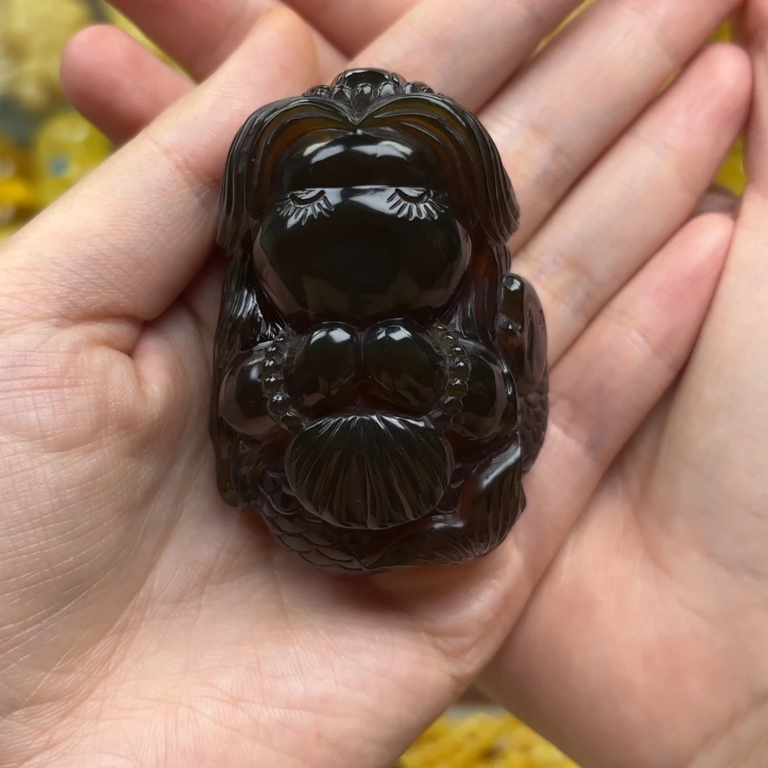 裸石琥珀未镶嵌山***意琥珀吊坠打孔不退不换