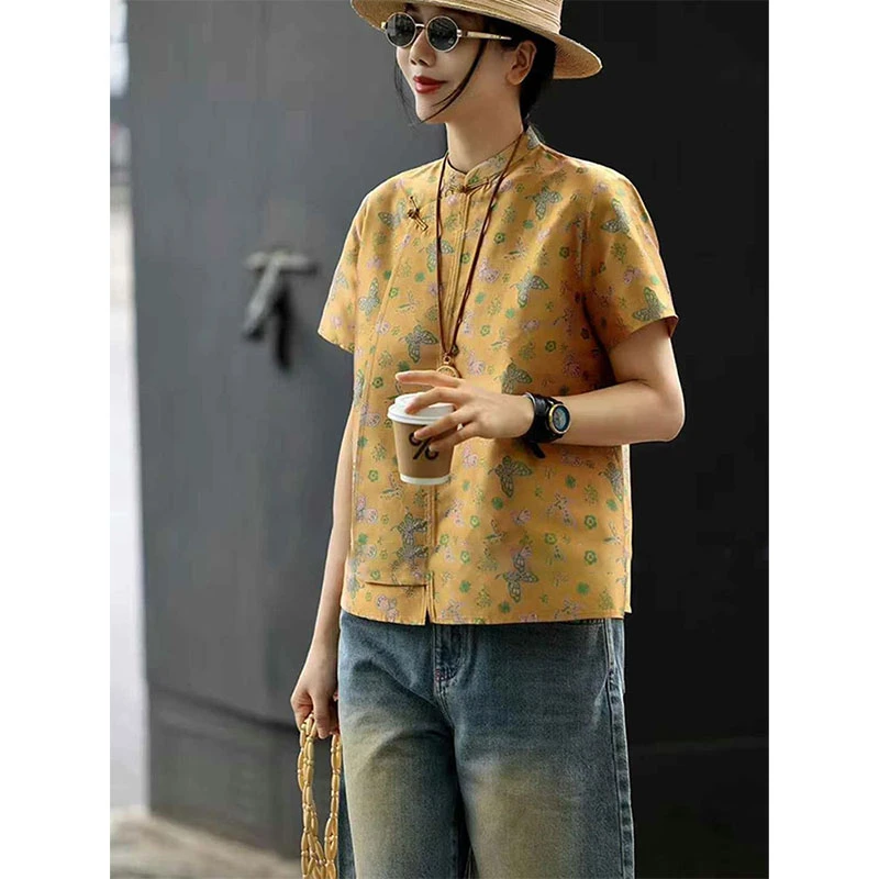 短款中式独特女装国风复古高级感气质唐装盘扣上衣2025中国风小衫