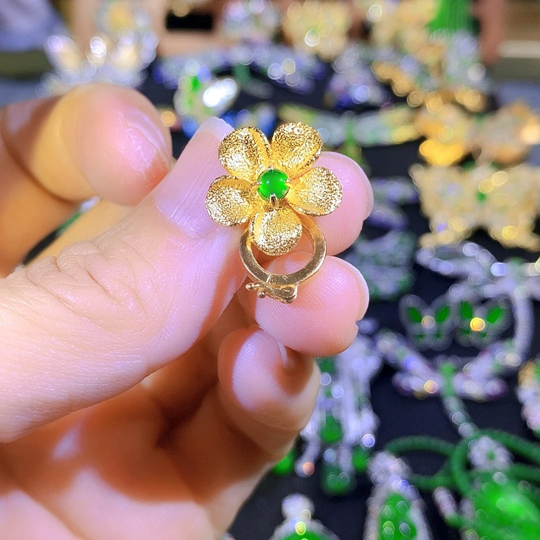 吊坠(不含链)银S925镶嵌翡翠
