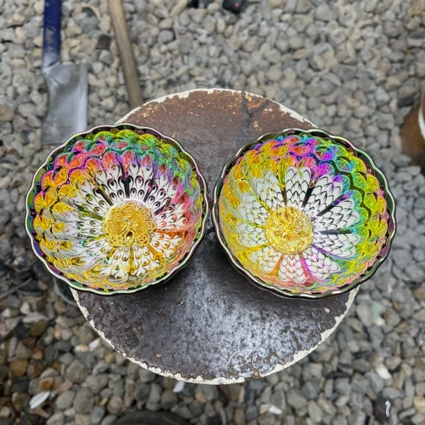 （闪购商品）梦幻七彩 龙凤对杯 茶杯主人杯陶瓷.传统手工制作.匠心