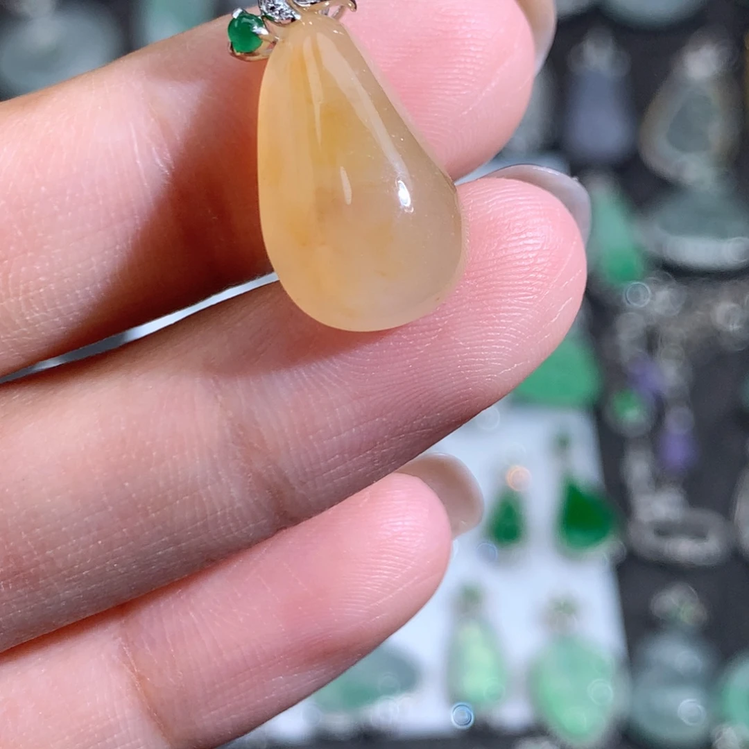 翡翠18K金镶嵌吊坠(不含链)福瓜