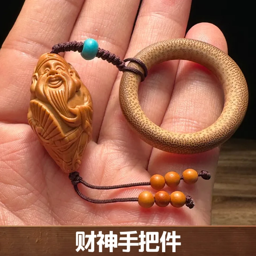 财神男士高端手把件橄榄核单籽精雕刻文玩手串男款收藏级精品挂件