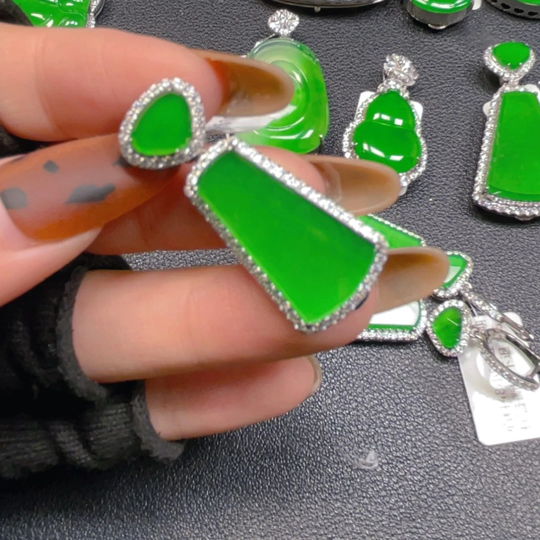 翡翠银S925镶嵌吊坠(不含链)