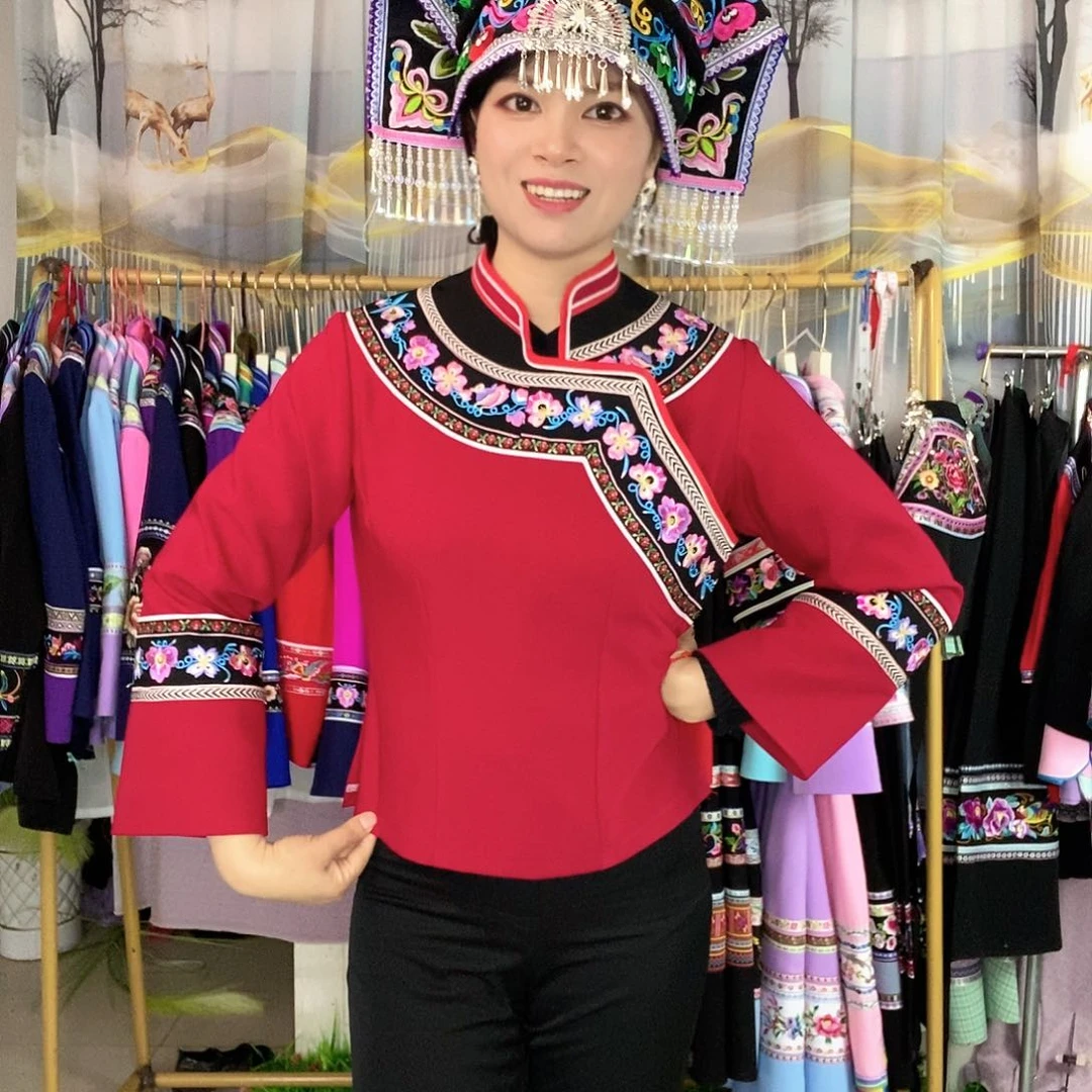 酒红色重工艺刺绣民族风