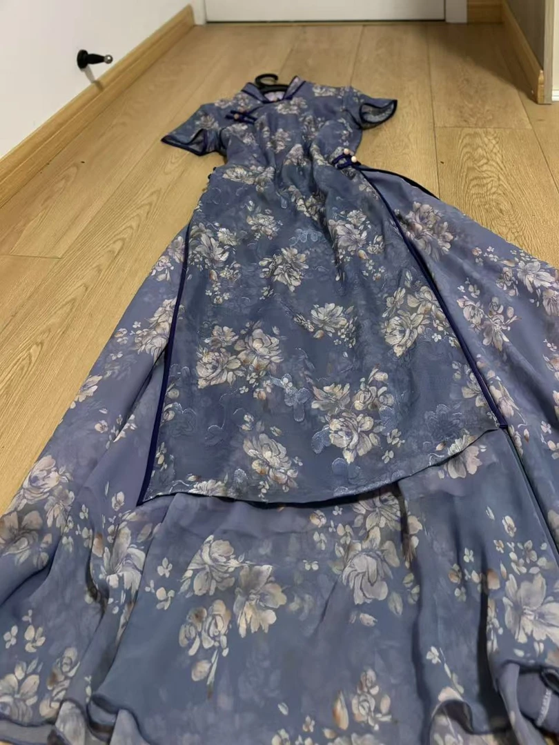 0357 紫色 【牡丹花】 奥戴 旗袍