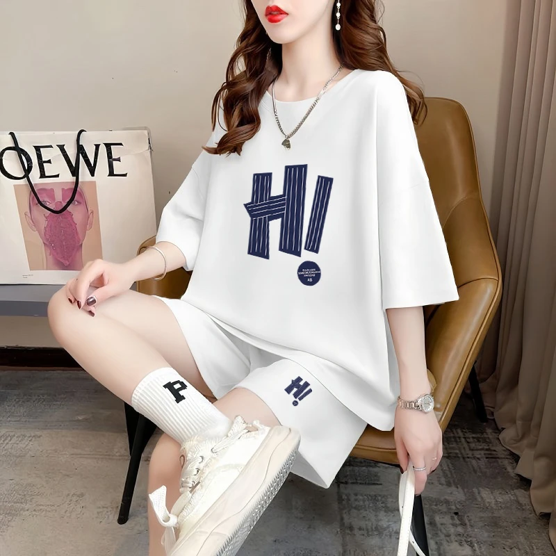 2025夏季新款女休闲时尚运动服套装短袖短裤减龄两件套装洋气时髦