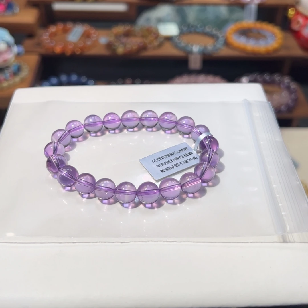 水晶手串未镶嵌8.8m收藏级玻利维亚紫水晶