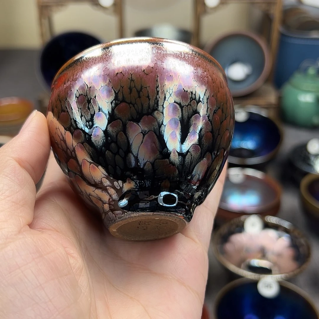 茶盏彩金釉滴手握杯