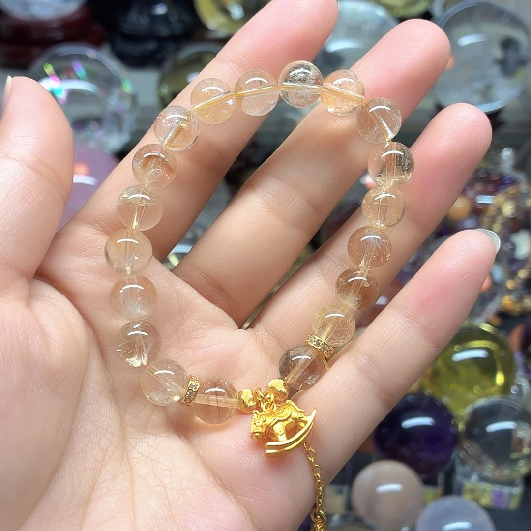 水晶珠宝半成品未镶嵌黄水晶手链9